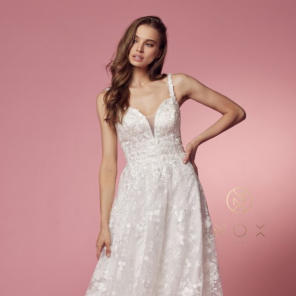 NEW LONG OFF SHOULDER SLEEVELESS A-LINE WEDDING DRESS WITH ZIPPER BACK NX JE922 - Picture 1 of 9